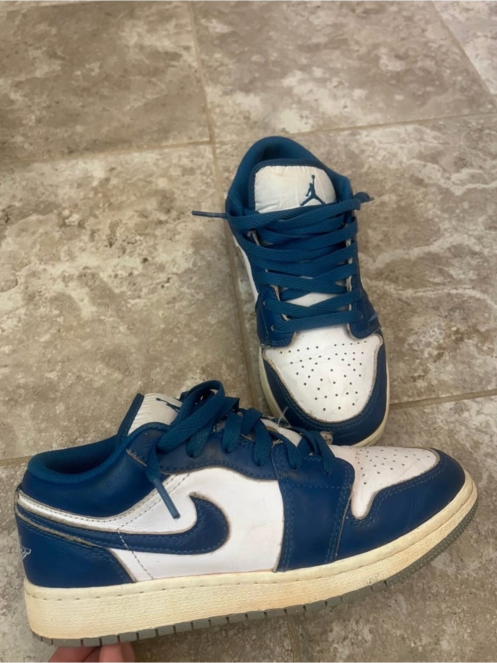 Boys Nike Air Jordan Low Top Sneakers in Blue and White
